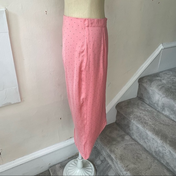 BCBGeneration Watermelon Pink Polka Dot Ruched Slip Asymmetric Skirt TQI3264454 - Picture 7 of 12